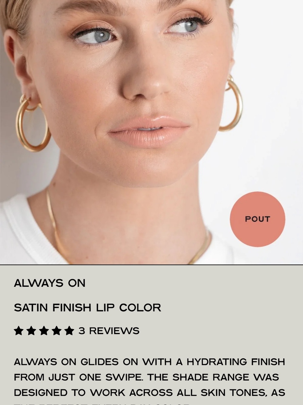 Always On Satin Finish Lip Color — Pout (Peach Nude)